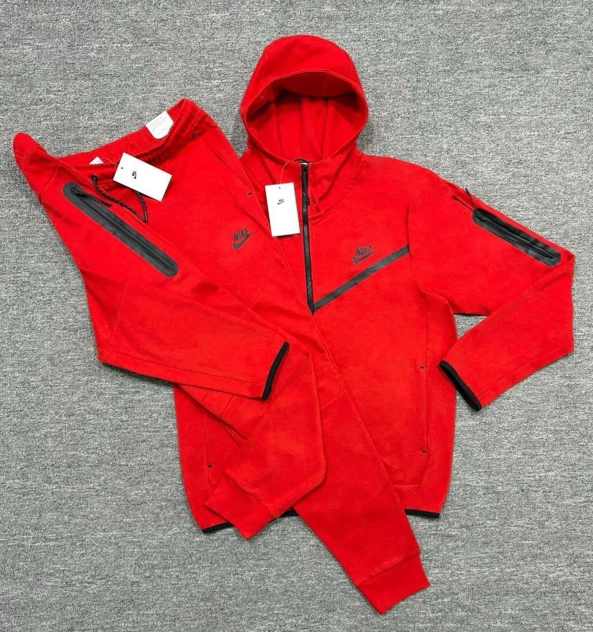 2XL | Red Nike Tech Fleece Men’s Tracksuit Set — Hoodie + Joggers