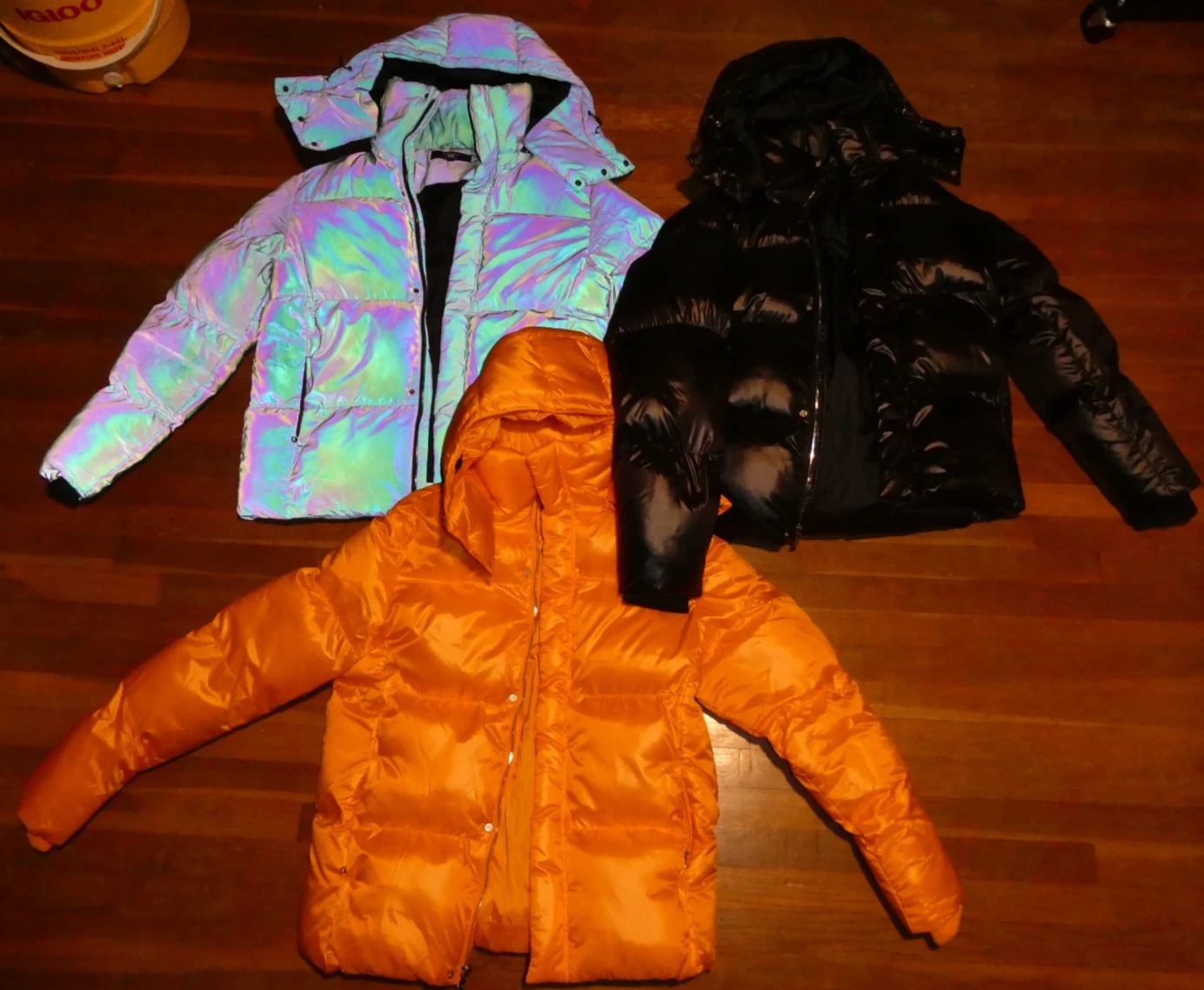 3 Mens Large Jordan Craig Puffer Jackets Iridescent Coats Black Orange thumbnail 1
