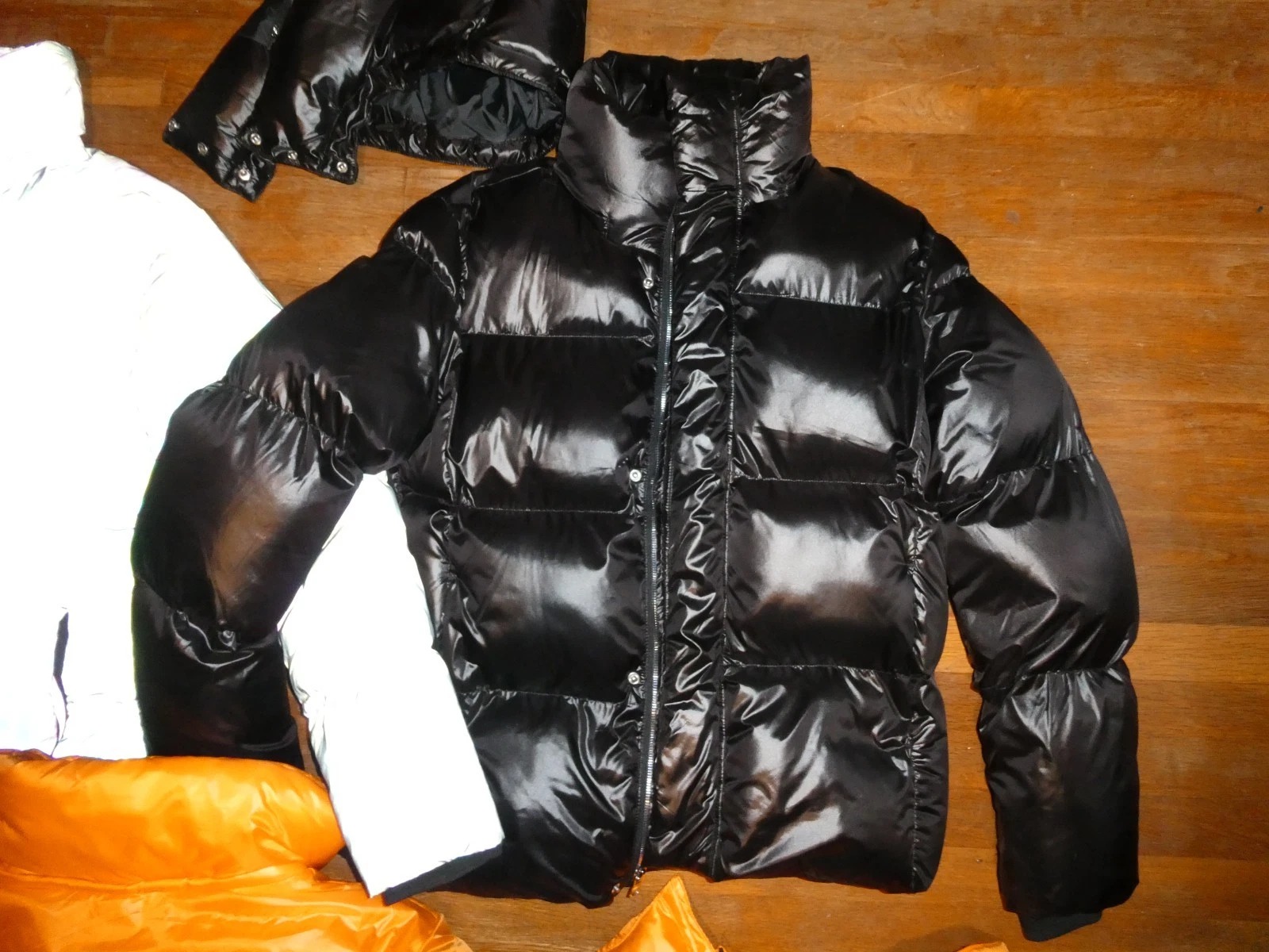 3 Mens Large Jordan Craig Puffer Jackets Iridescent Coats Black Orange thumbnail 4