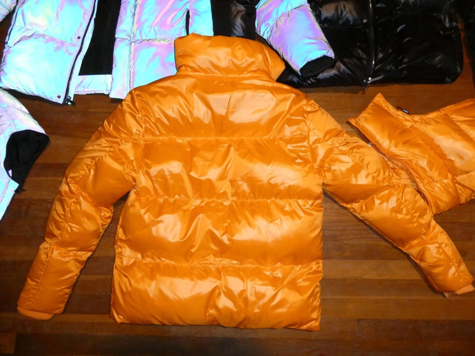 3 Mens Large Jordan Craig Puffer Jackets Iridescent Coats Black Orange thumbnail 5