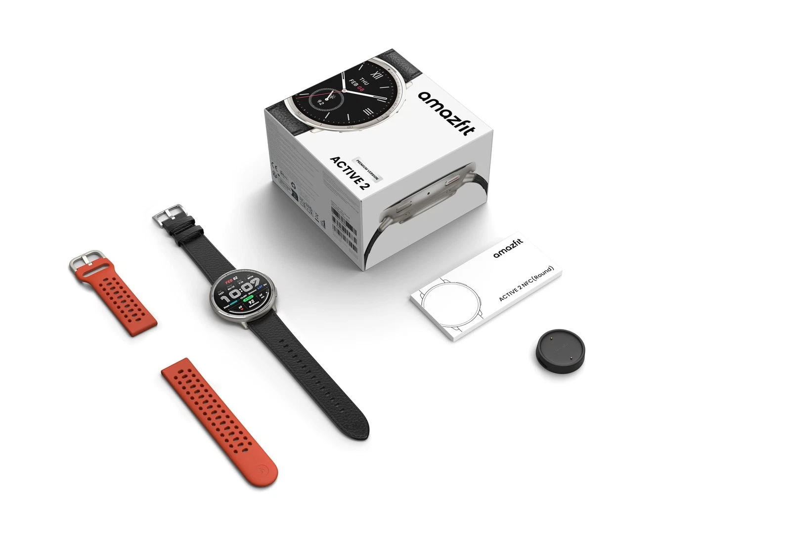 Amazfit Active 2 Smart Watch Round Black Leather Premium 44mm sp170073-C225 thumbnail 5