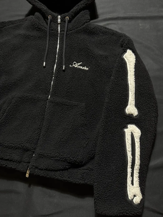 Amiri Bones Fleece Hoodie with Zipper thumbnail 3