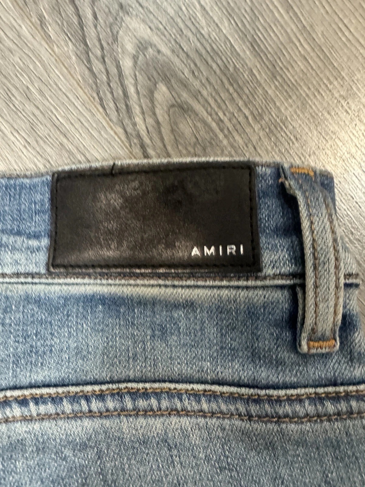 AMIRI Plaid Bandana Distressed Denim “Thrasher” Jeans – Clay Indigo – Size 34 – Gently Worn thumbnail 6