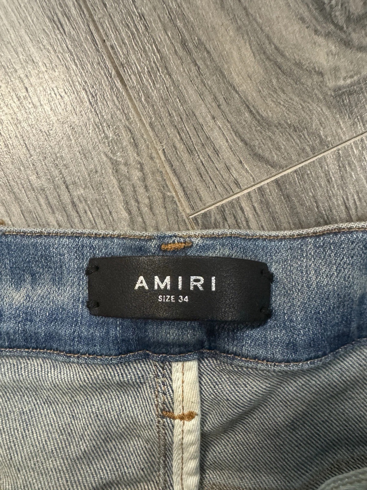 AMIRI Plaid Bandana Distressed Denim “Thrasher” Jeans – Clay Indigo – Size 34 – Gently Worn thumbnail 7