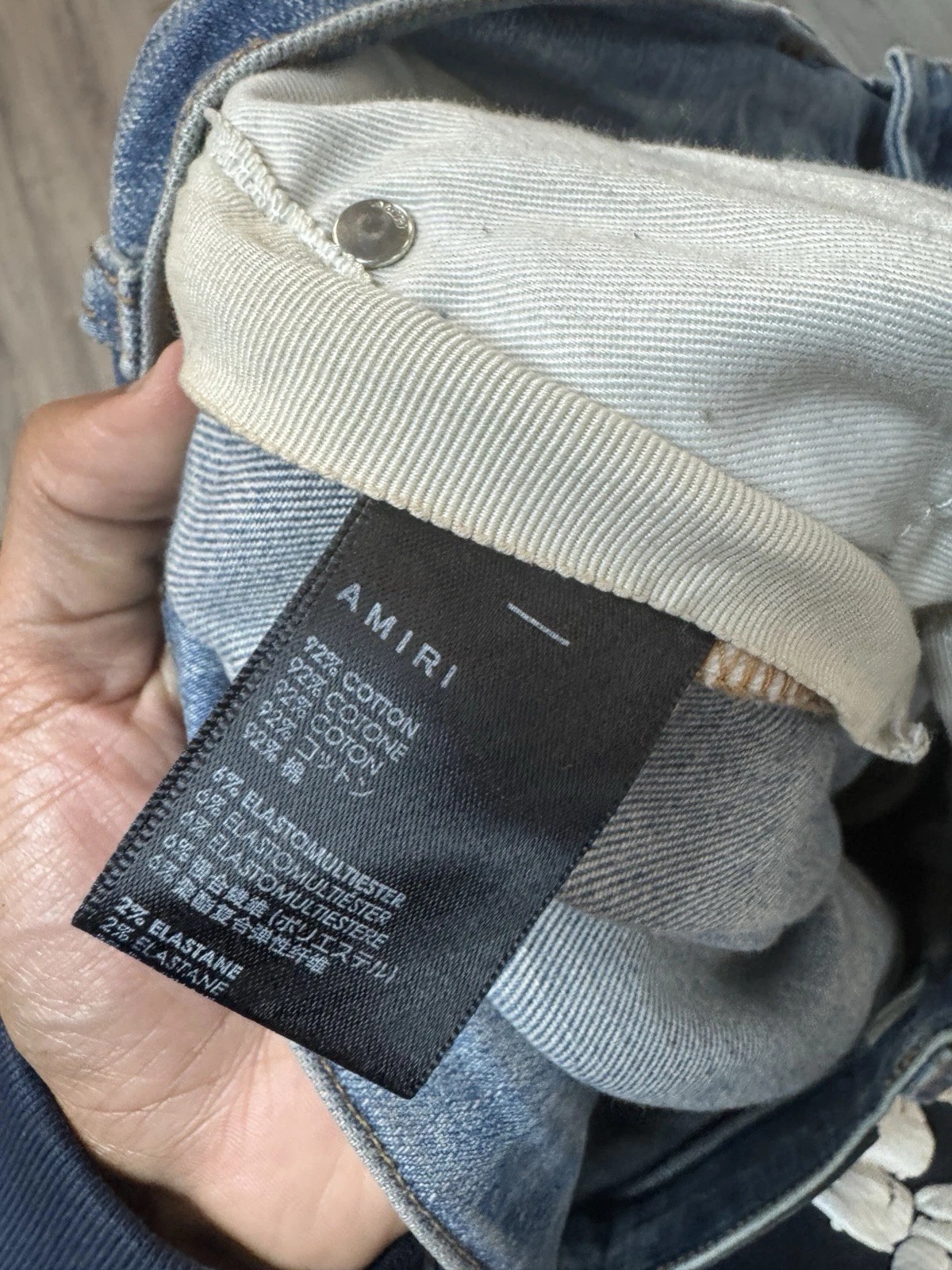 AMIRI Plaid Bandana Distressed Denim “Thrasher” Jeans – Clay Indigo – Size 34 – Gently Worn thumbnail 9