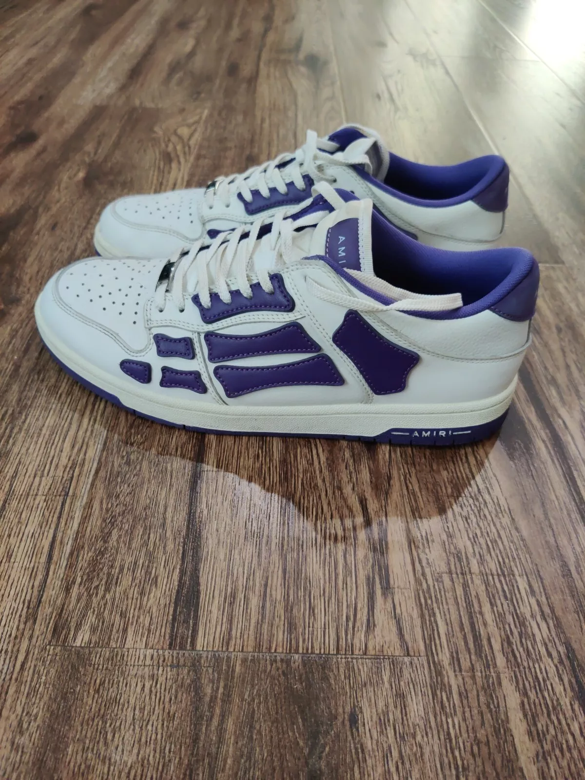 Amiri Skel Top Low White Purple Leather EUR 44 (US 11) PS22MFS003 thumbnail 1