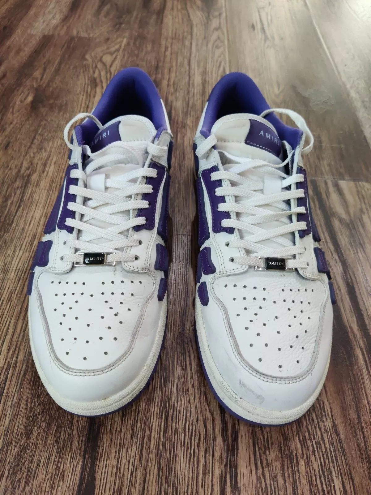 Amiri Skel Top Low White Purple Leather EUR 44 (US 11) PS22MFS003 thumbnail 2