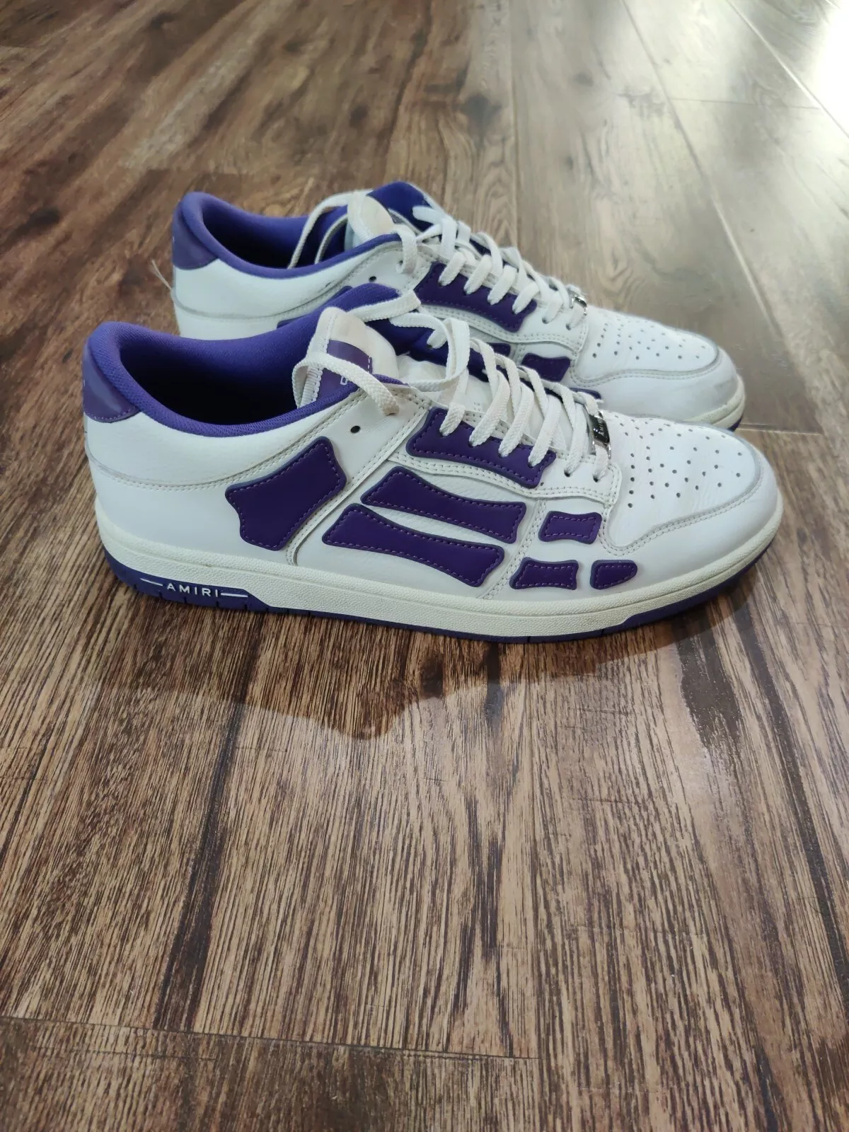 Amiri Skel Top Low White Purple Leather EUR 44 (US 11) PS22MFS003 thumbnail 4