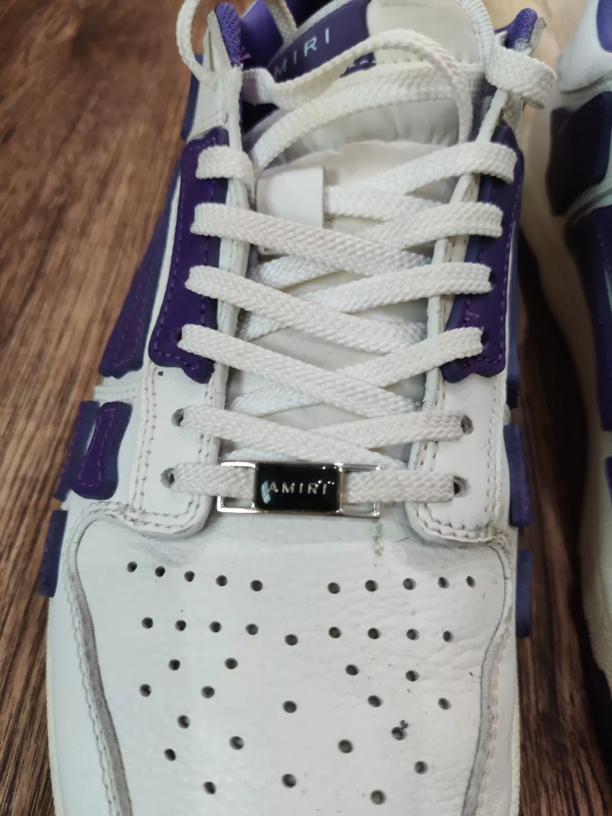Amiri Skel Top Low White Purple Leather EUR 44 (US 11) PS22MFS003 thumbnail 5