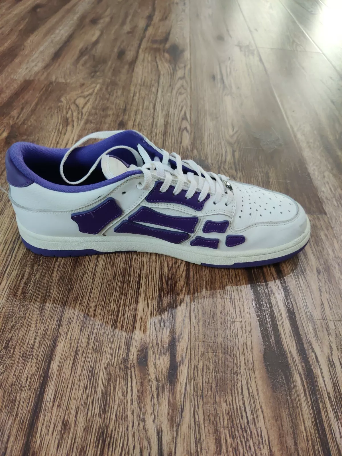 Amiri Skel Top Low White Purple Leather EUR 44 (US 11) PS22MFS003 thumbnail 7