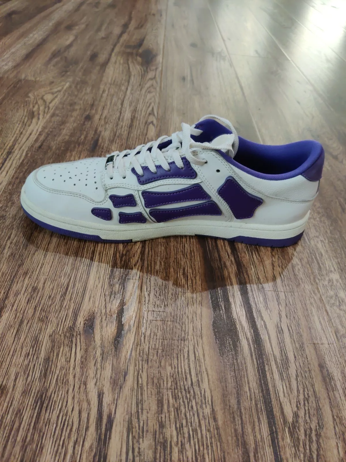 Amiri Skel Top Low White Purple Leather EUR 44 (US 11) PS22MFS003 thumbnail 8