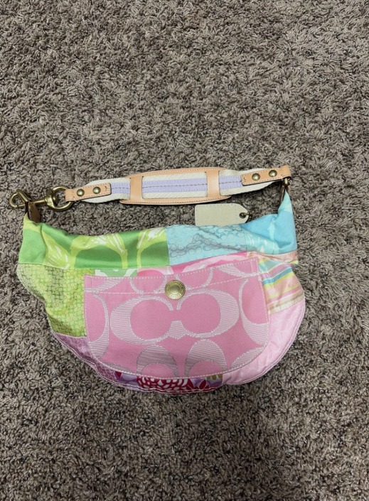 Authentic Coach PINK Patchwork Multicolor Y2K Hobo Bag RARE