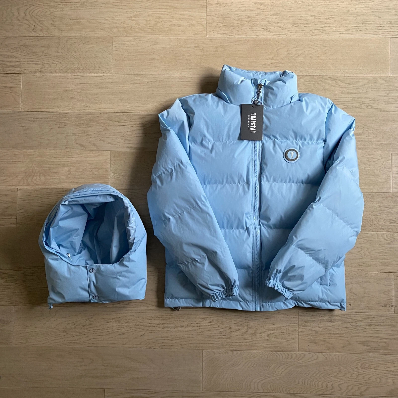 NEW AUTHENTIC Trapstar Irongate Blue Detachable Hood Puffer Jacket ICE - Size M thumbnail 4