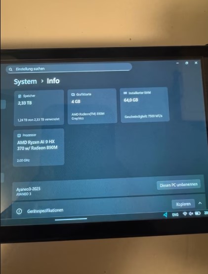 AYANEO 3 – 64GB RAM, 2TB SSD, AI 9 HX 370, OLED Display thumbnail 9