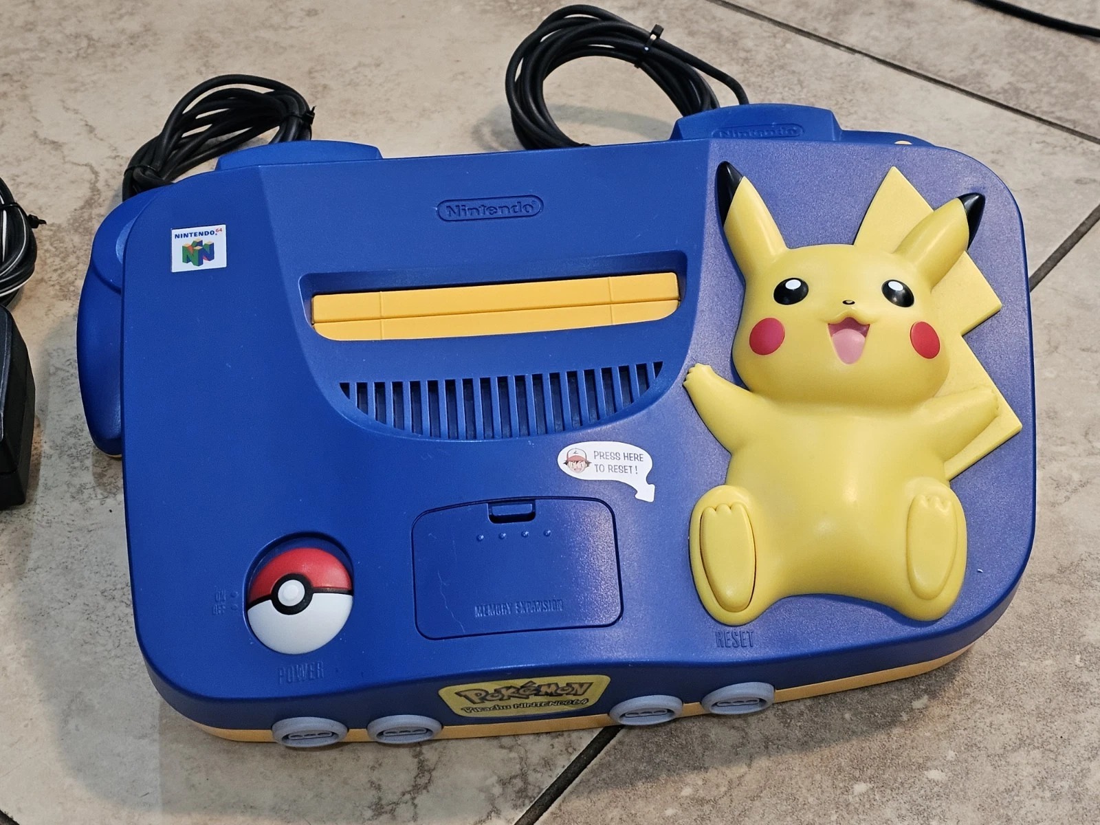 Blue Pikachu Nintendo N64 Pokémon Console 2 Controllers 4 Games Stadium 2 Snap thumbnail 15