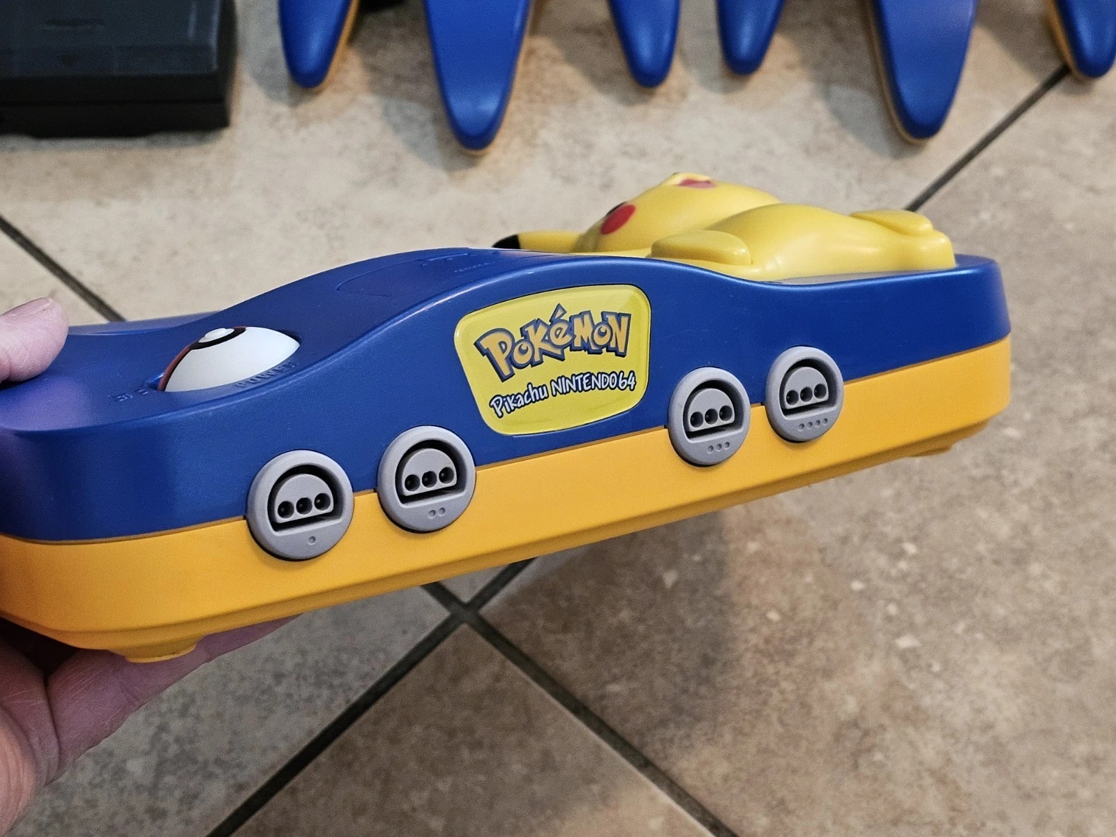 Blue Pikachu Nintendo N64 Pokémon Console 2 Controllers 4 Games Stadium 2 Snap thumbnail 2