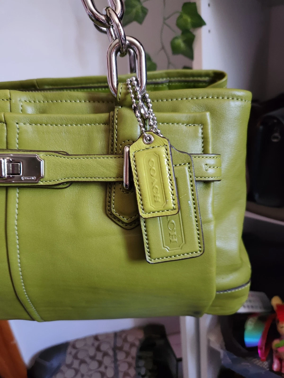 Brand new Gaucho Leather Coach bag 17811 Chartreuse green thumbnail 2