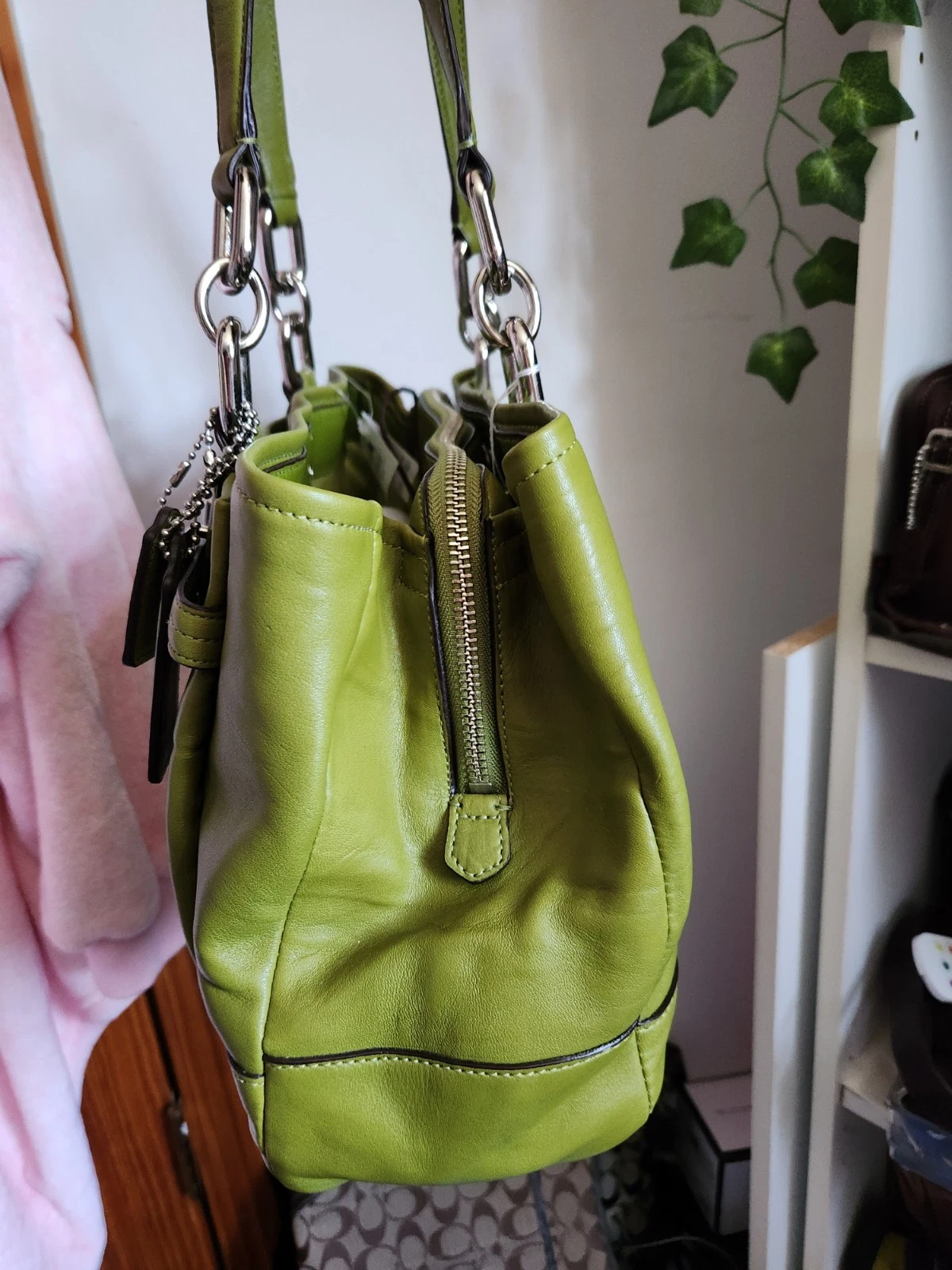 Brand new Gaucho Leather Coach bag 17811 Chartreuse green thumbnail 5