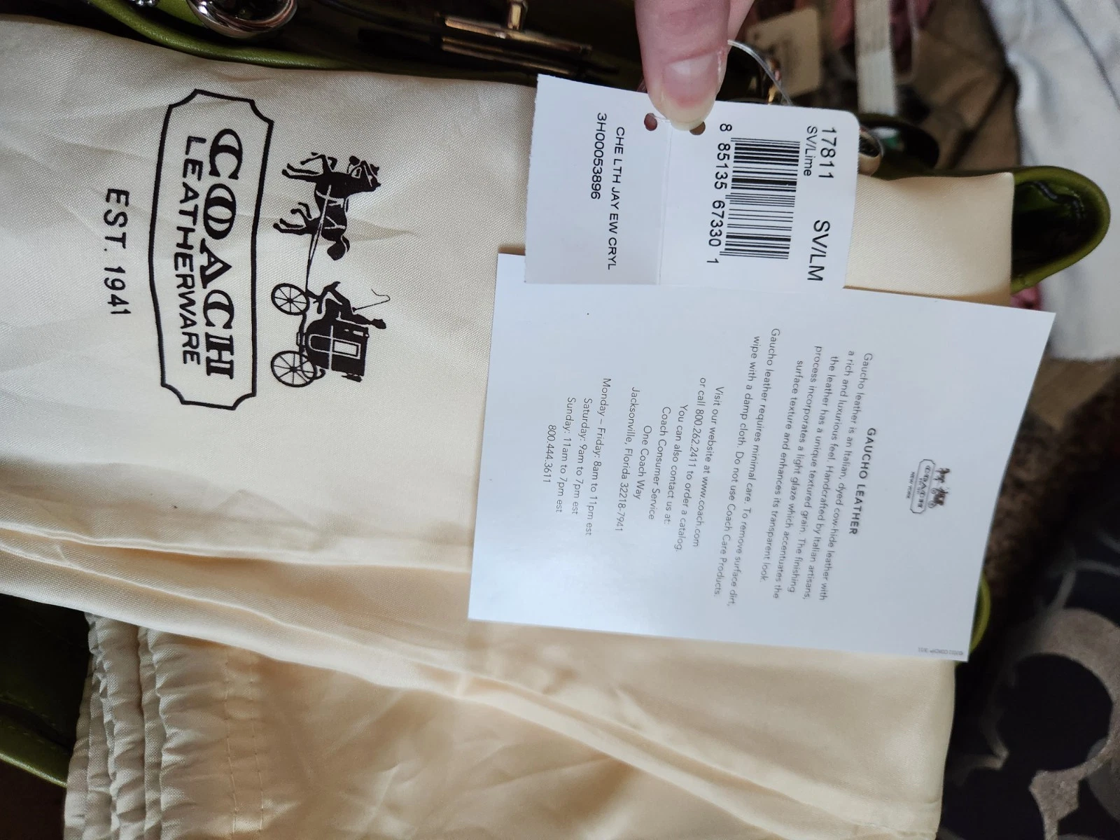 Brand new Gaucho Leather Coach bag 17811 Chartreuse green thumbnail 9