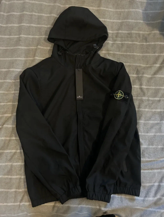 Brand New Stone Island Black Windbreaker Jacket – Size M, With Tags
