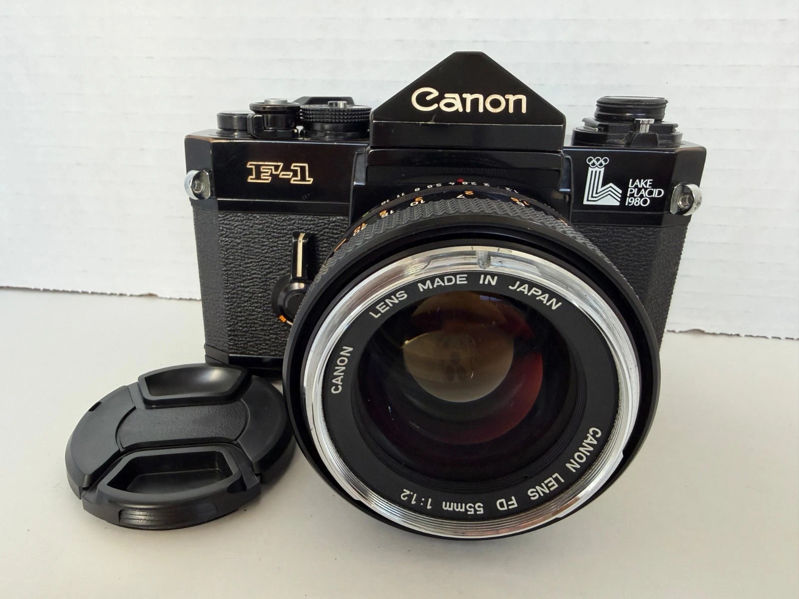 Canon F-1 Lake Placid 1980 Limited Edition 35mm Film Camera w/ FD 55mm f/1.2 Lens thumbnail 1