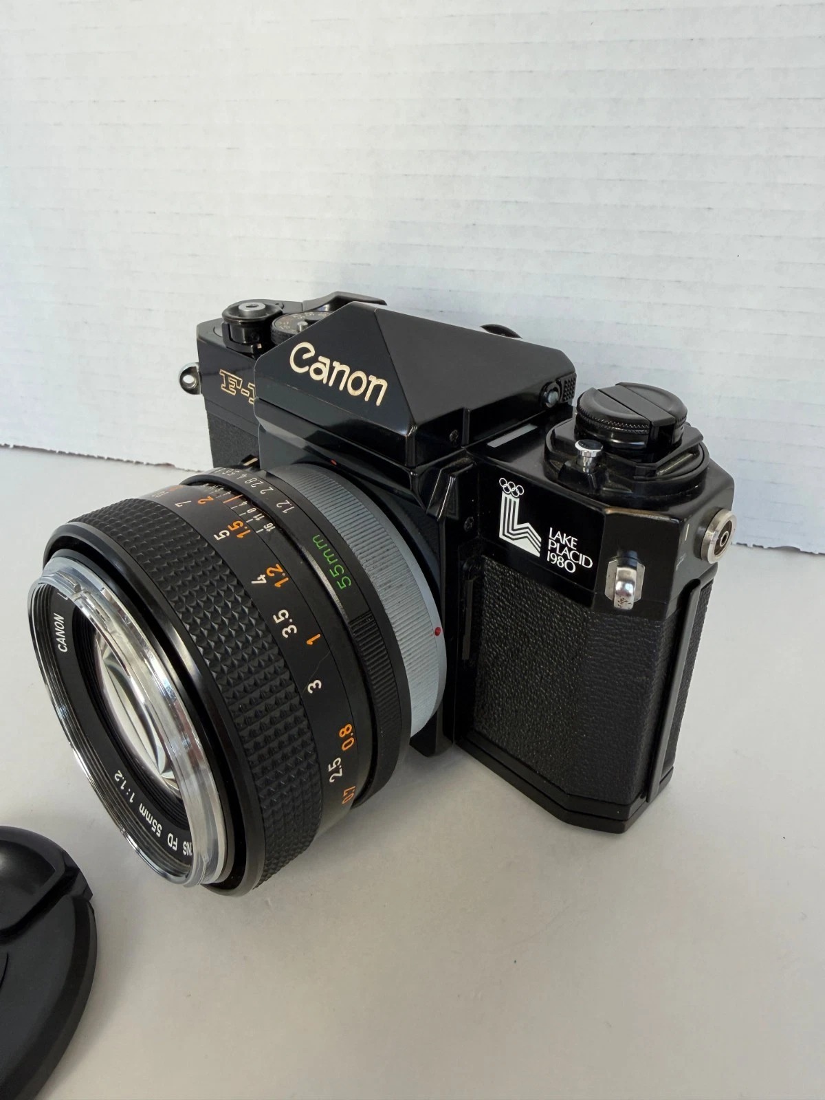 Canon F-1 Lake Placid 1980 Limited Edition 35mm Film Camera w/ FD 55mm f/1.2 Lens thumbnail 2