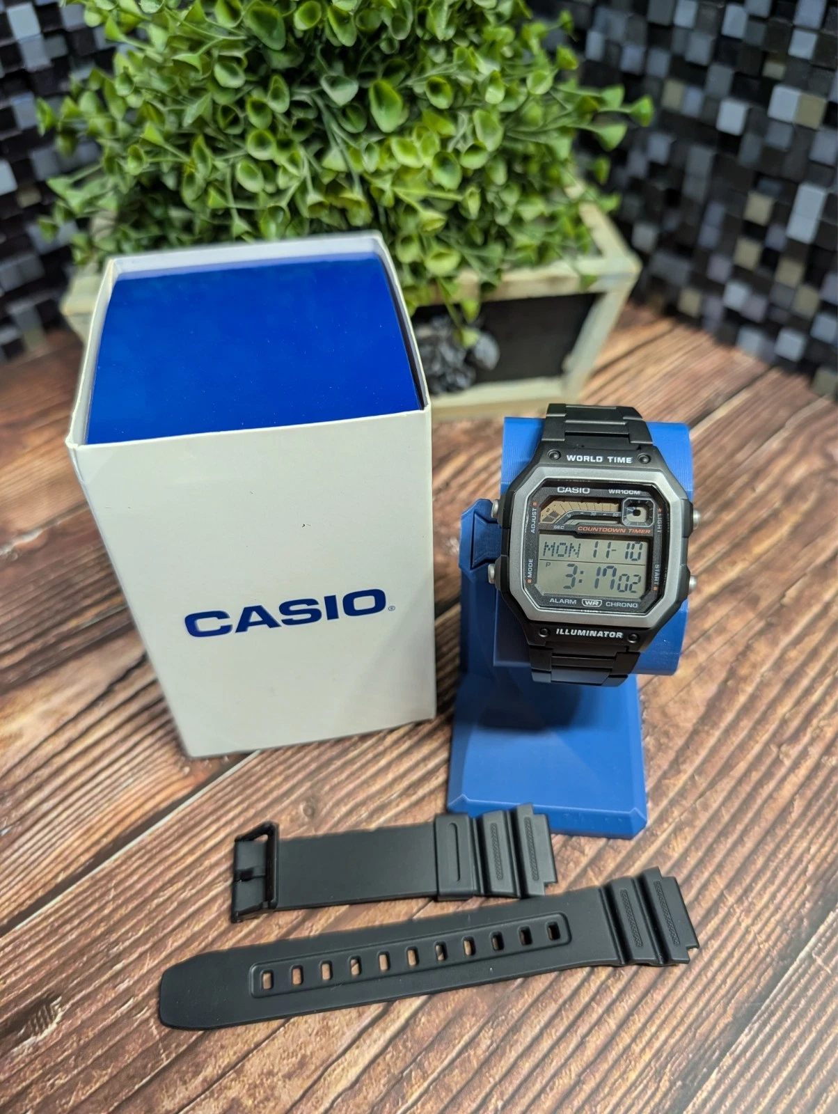 Casio WS1600H-1AV, W, Upgraded with SKXMOD All Metal Case and Bracelet thumbnail 1