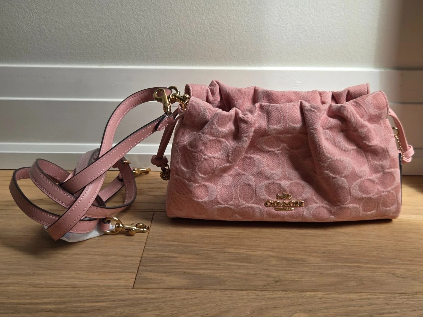 Coach Faye Shoulder Bag In Signature Denim Pink | Brand New | CER68