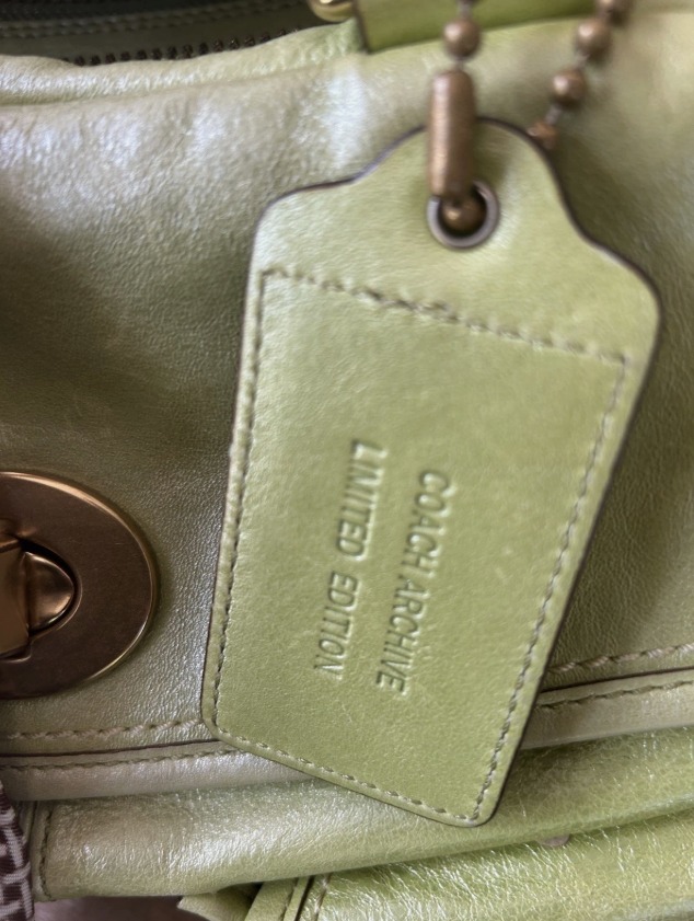 coach-legacy-stripe-lining-peyton-limited-satchel-bag-green-vintage thumbnail 13