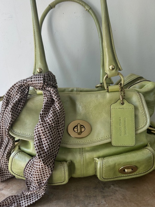 coach-legacy-stripe-lining-peyton-limited-satchel-bag-green-vintage thumbnail 14