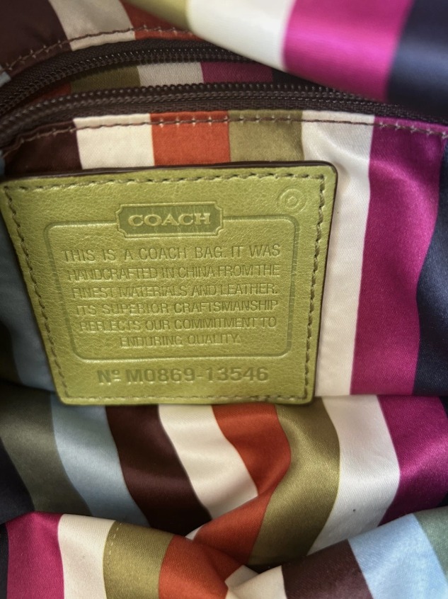 coach-legacy-stripe-lining-peyton-limited-satchel-bag-green-vintage thumbnail 3
