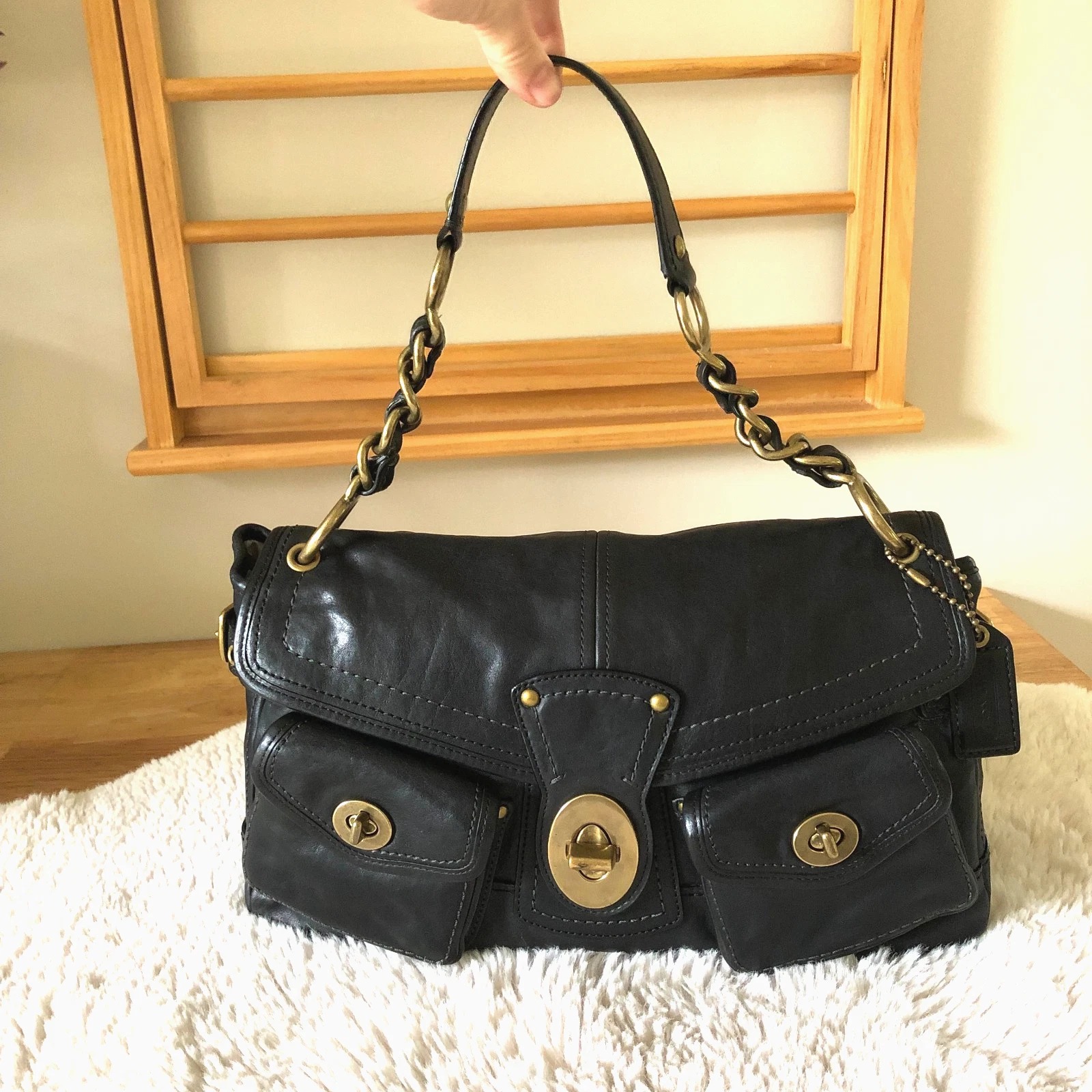 Coach Leigh Legacy 65th Anniversary 11128 Black Leather Shoulder Bag thumbnail 1