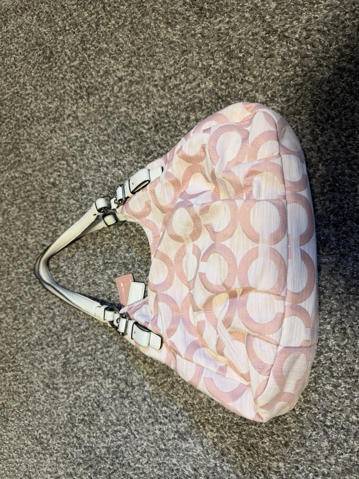 Coach Madison OP Art Maggie Baby Pink Handbag.