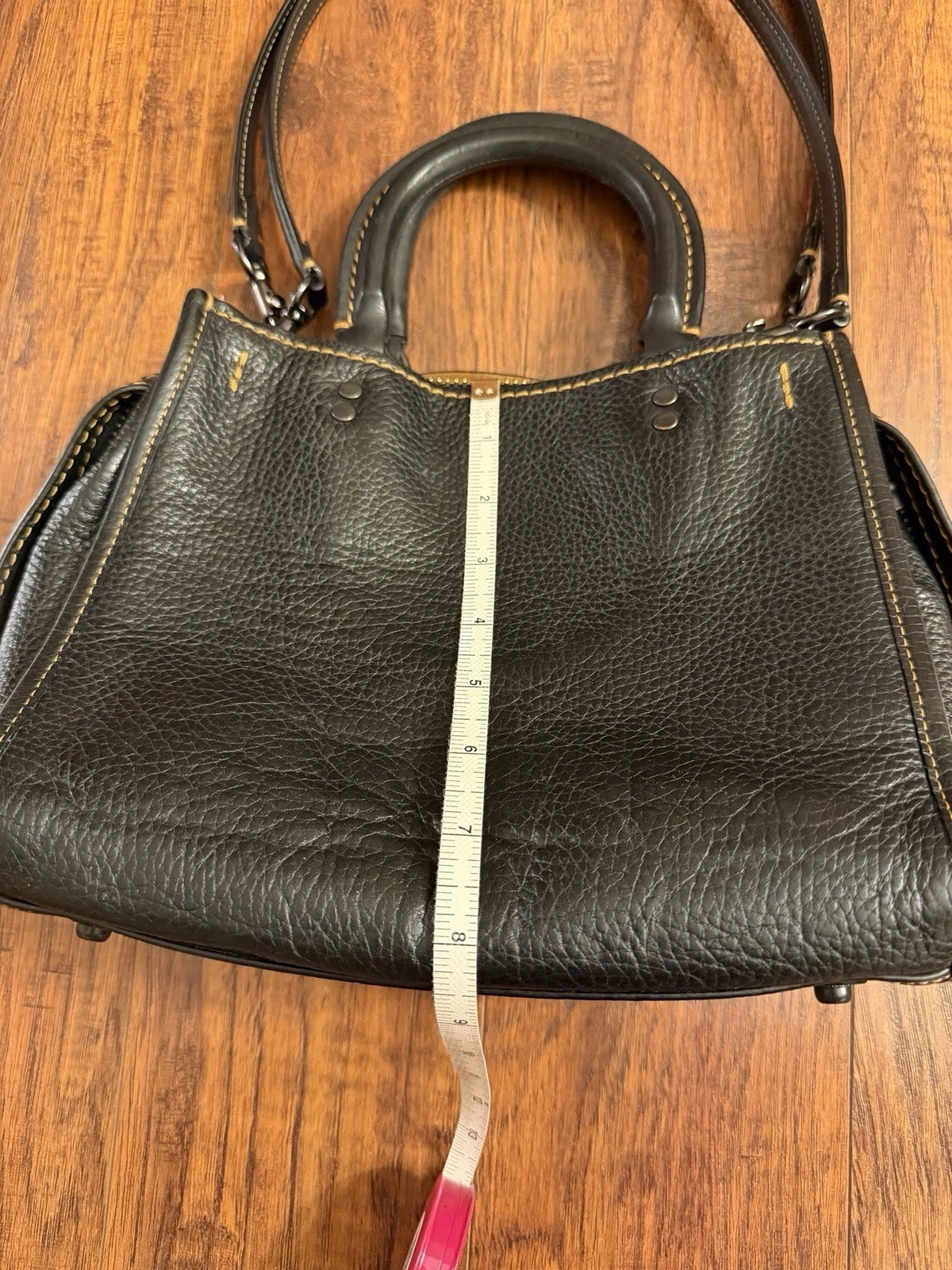 Coach Rogue 25 Black Pebbled Leather Handbag Tote Shoulder Pewter Black thumbnail 10