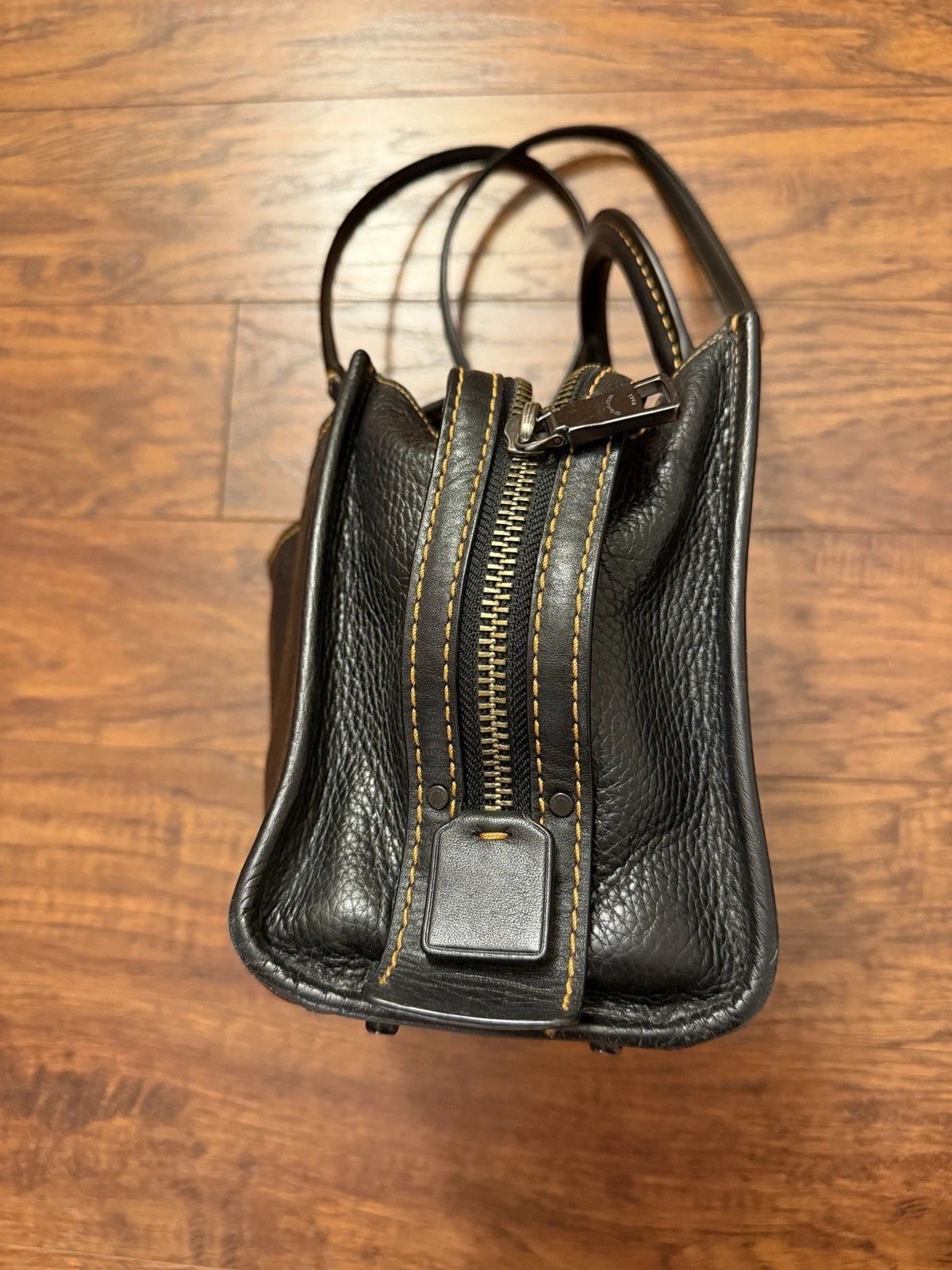 Coach Rogue 25 Black Pebbled Leather Handbag Tote Shoulder Pewter Black thumbnail 2