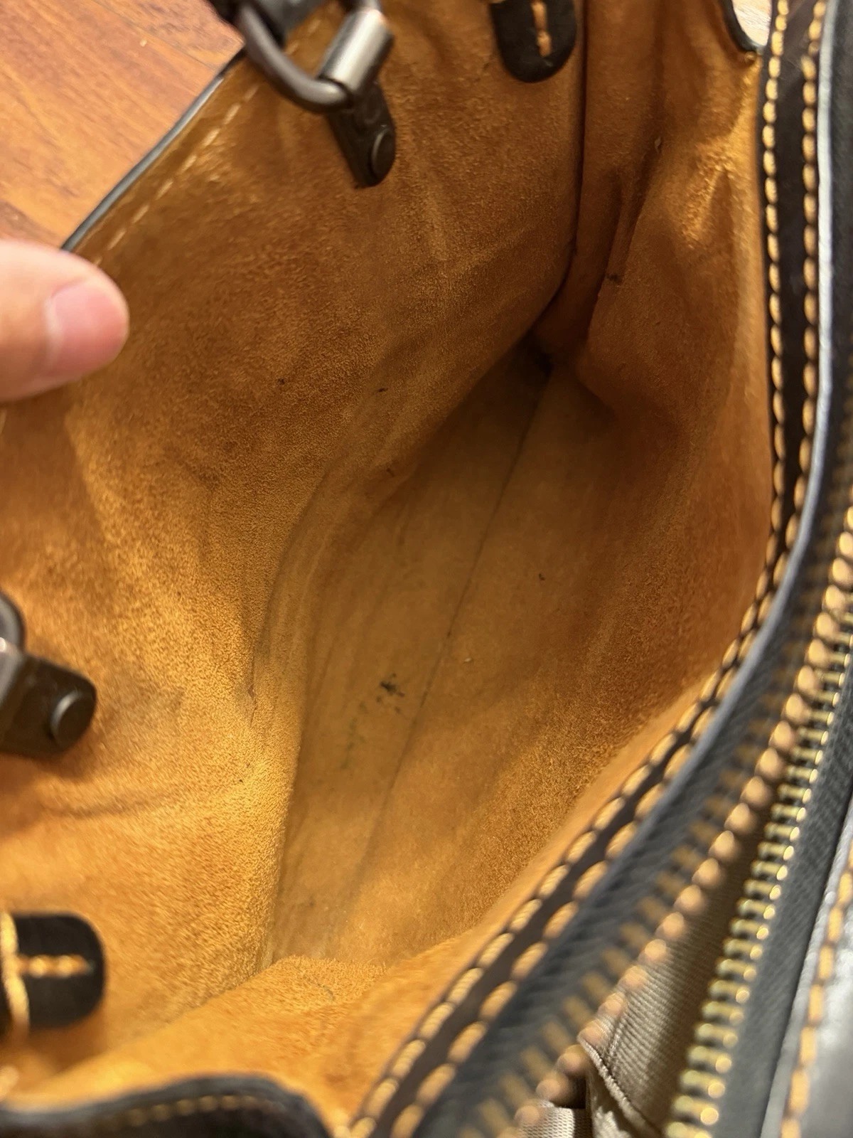 Coach Rogue 25 Black Pebbled Leather Handbag Tote Shoulder Pewter Black thumbnail 4