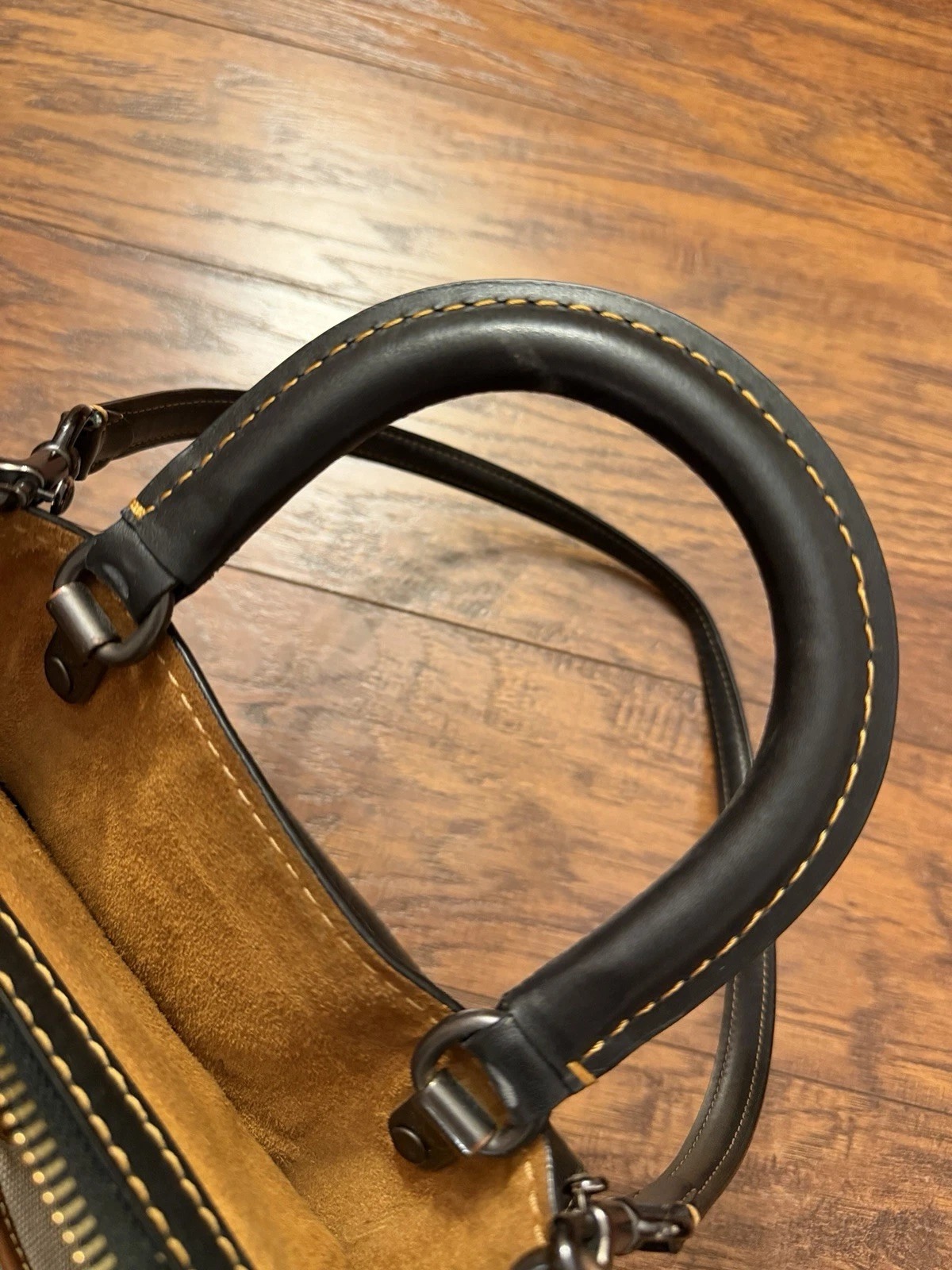 Coach Rogue 25 Black Pebbled Leather Handbag Tote Shoulder Pewter Black thumbnail 8