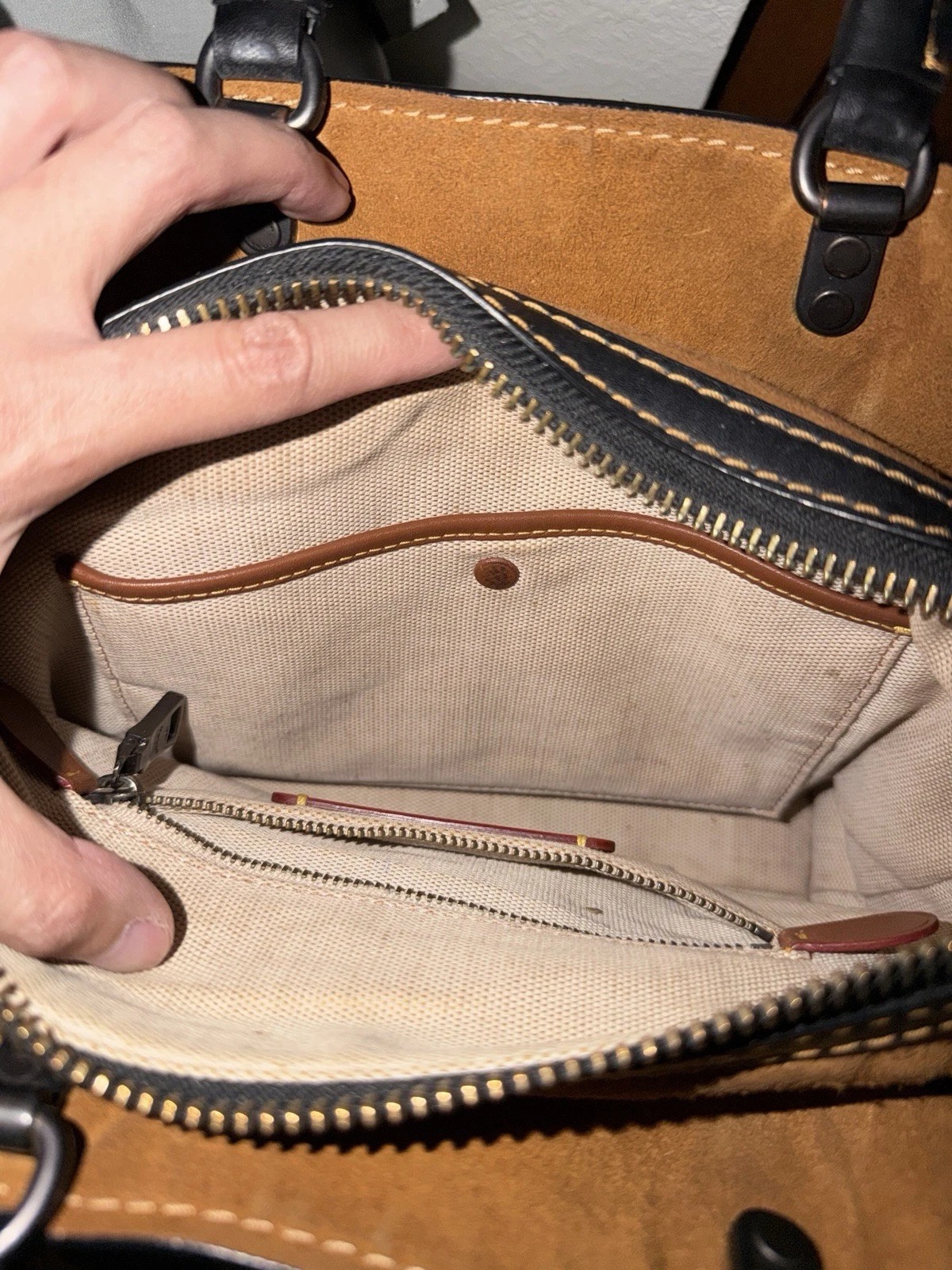 Coach Rogue 25 Black Pebbled Leather Handbag Tote Shoulder Pewter Black thumbnail 9