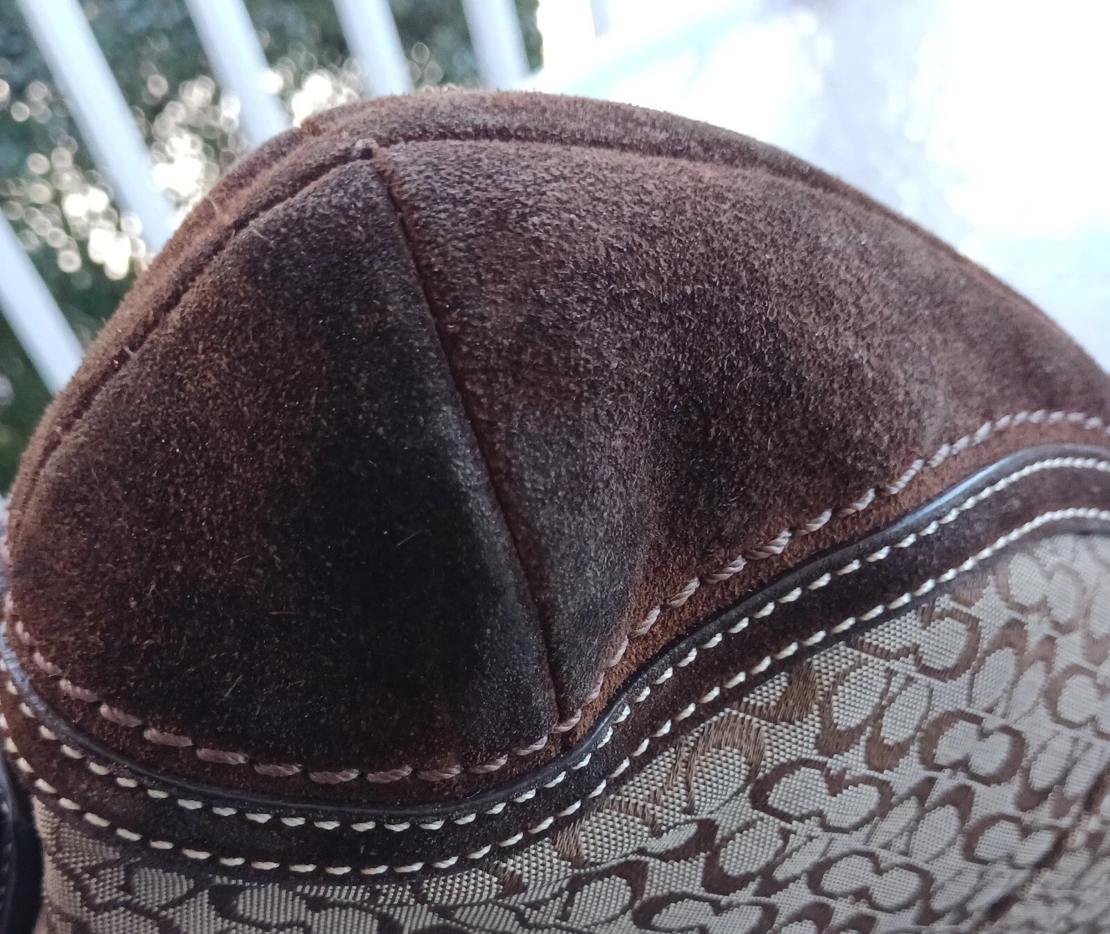 Coach SMALL F10925 Vintage Y2K Soho Brown Suede Leather & Signature C Canvas Bag thumbnail 12