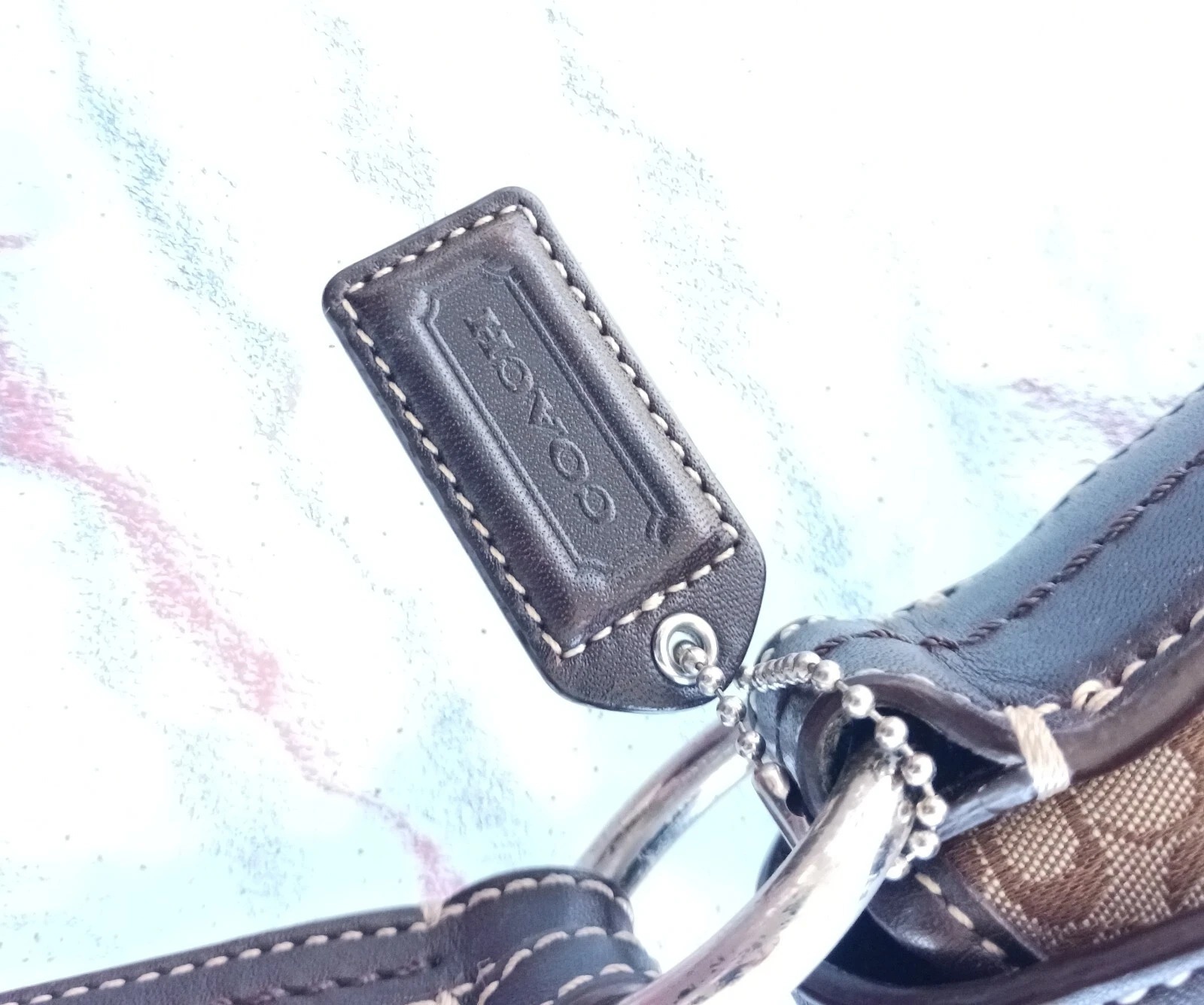 Coach SMALL F10925 Vintage Y2K Soho Brown Suede Leather & Signature C Canvas Bag thumbnail 15