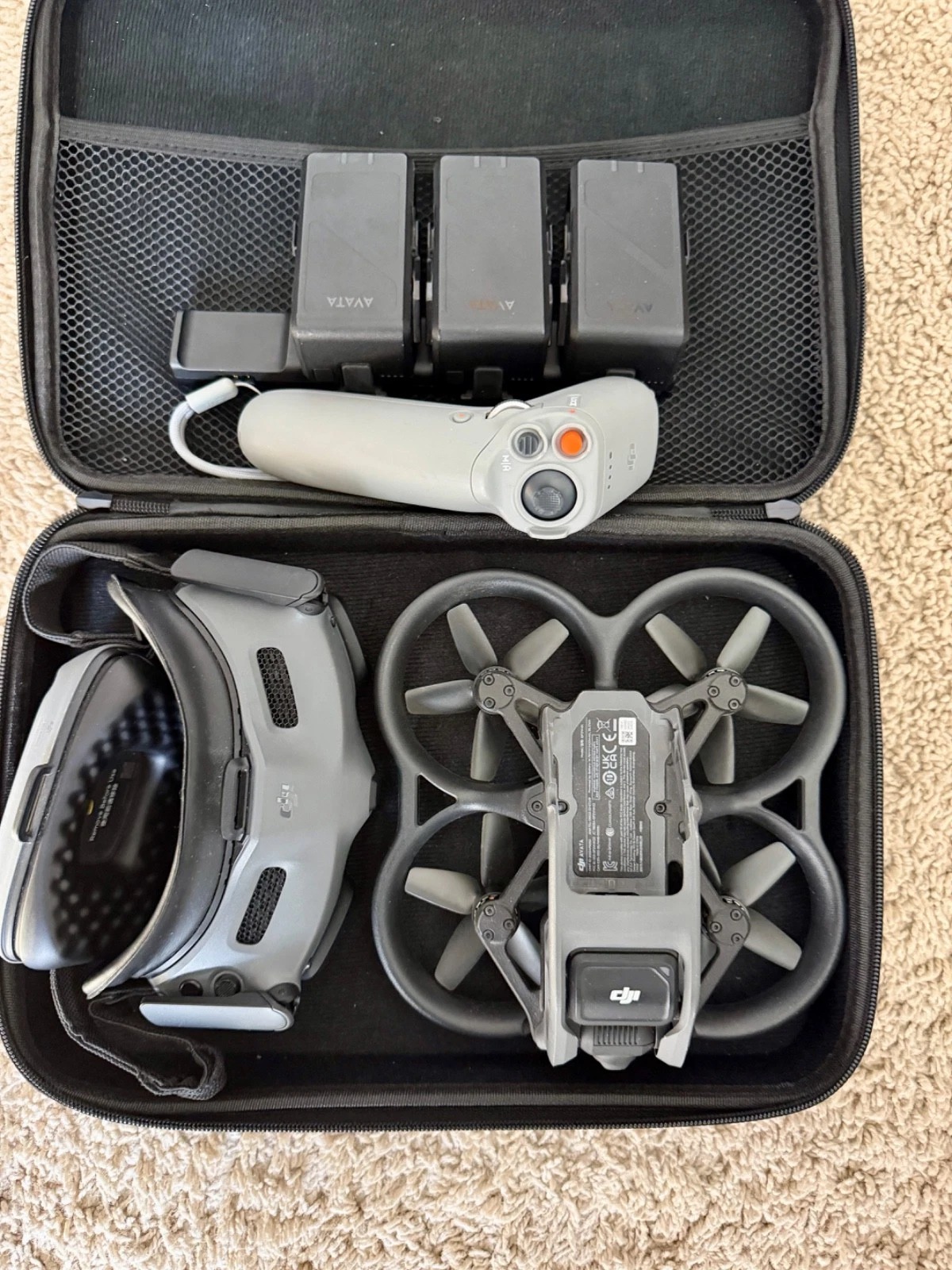 DJI Avata FPV Drone Bundle – 3 Batteries + Headset + Controller + Spare Parts thumbnail 1