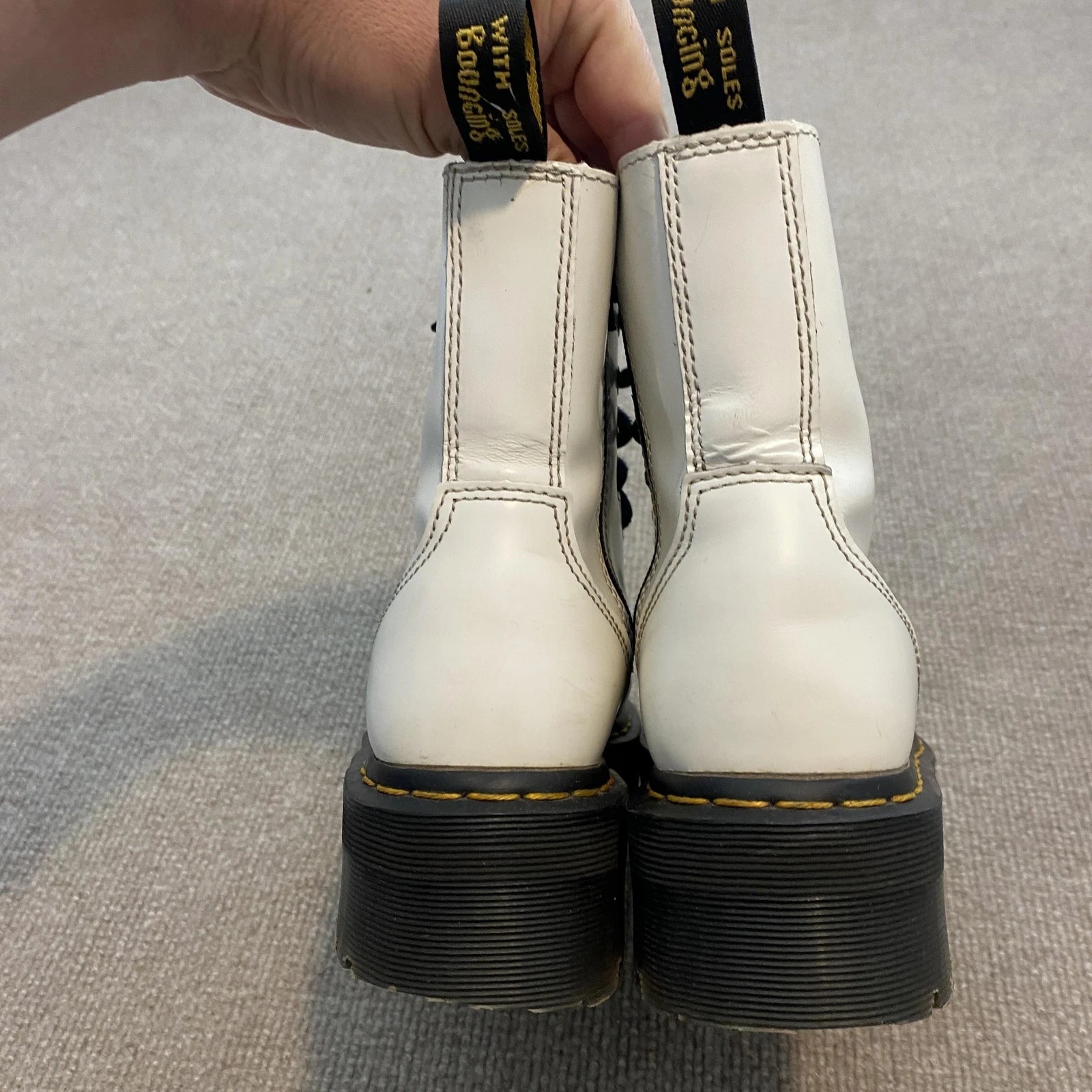 Dr. Martens Jadon Boots Womens Size 6 White Leather Platform 