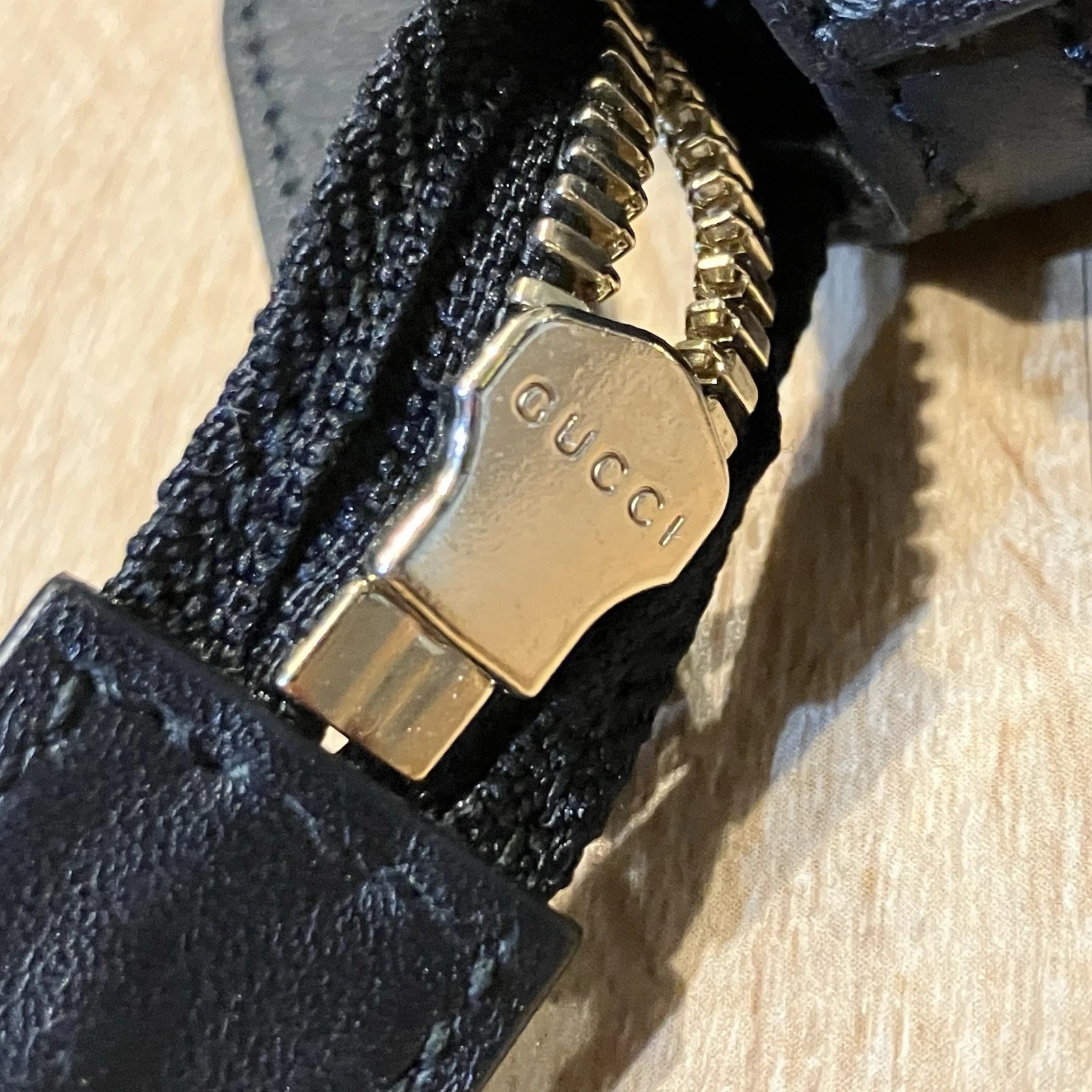 Gucci Black GG Guccissima Leather Zip Tote 449658 Hand Bag Large 2 Way AUTHENTIC thumbnail 10