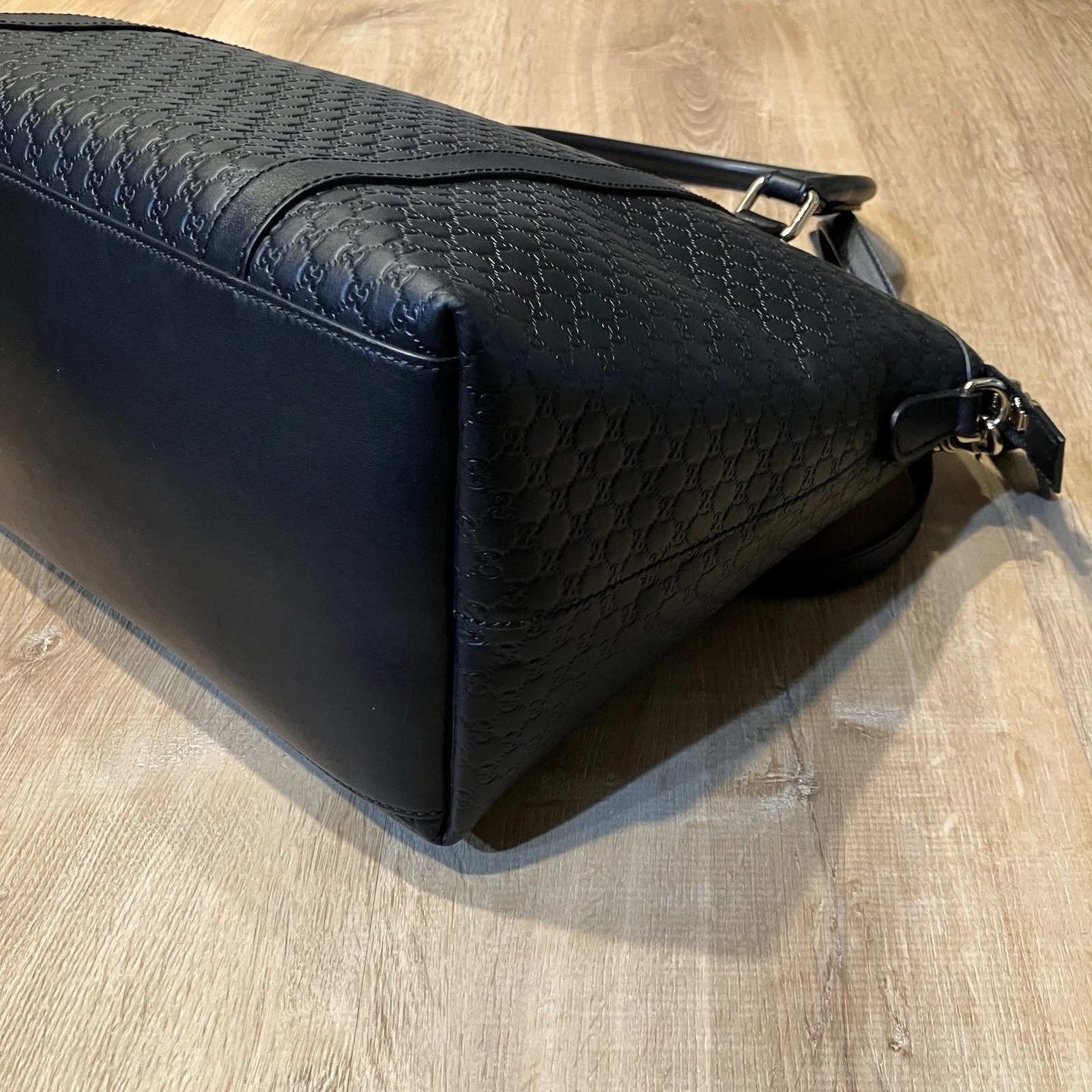 Gucci Black GG Guccissima Leather Zip Tote 449658 Hand Bag Large 2 Way AUTHENTIC thumbnail 2