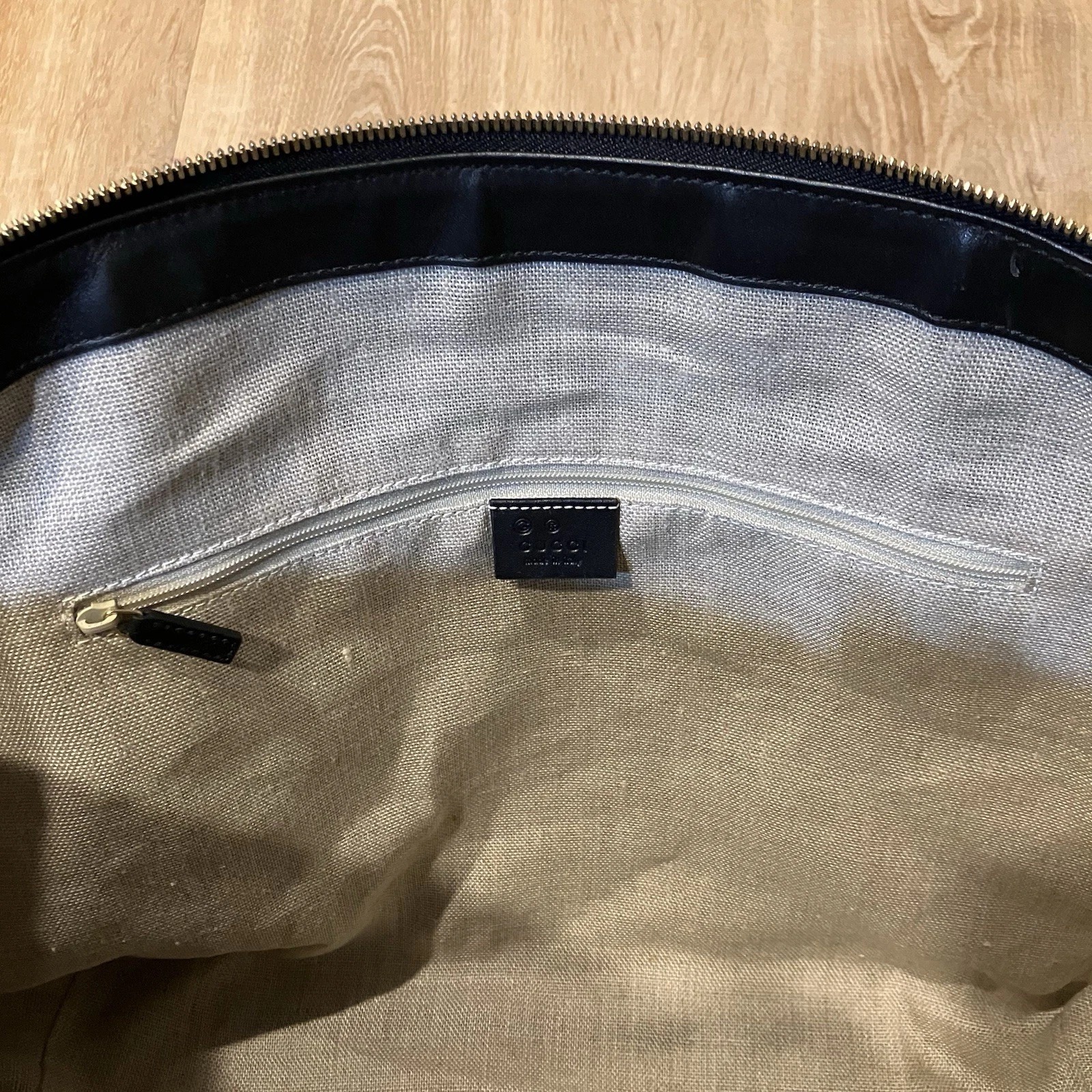 Gucci Black GG Guccissima Leather Zip Tote 449658 Hand Bag Large 2 Way AUTHENTIC thumbnail 5