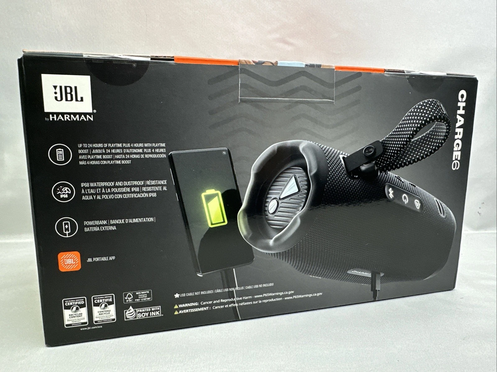 JBL Charge 6 - Portable Waterproof & Drop-Proof Bluetooth Speaker - Black - NEW! thumbnail 2