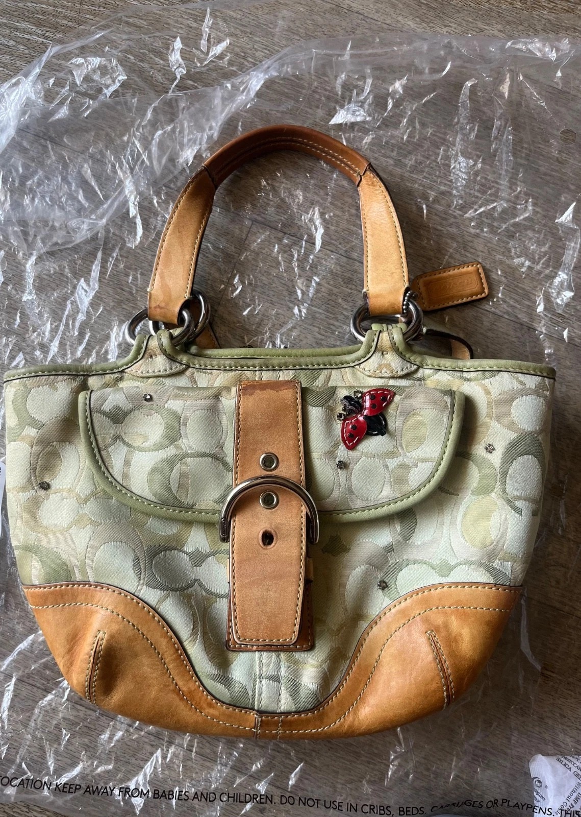 Ladybug 2004 Coach Purse Tote Bag Signature Canvas thumbnail 1