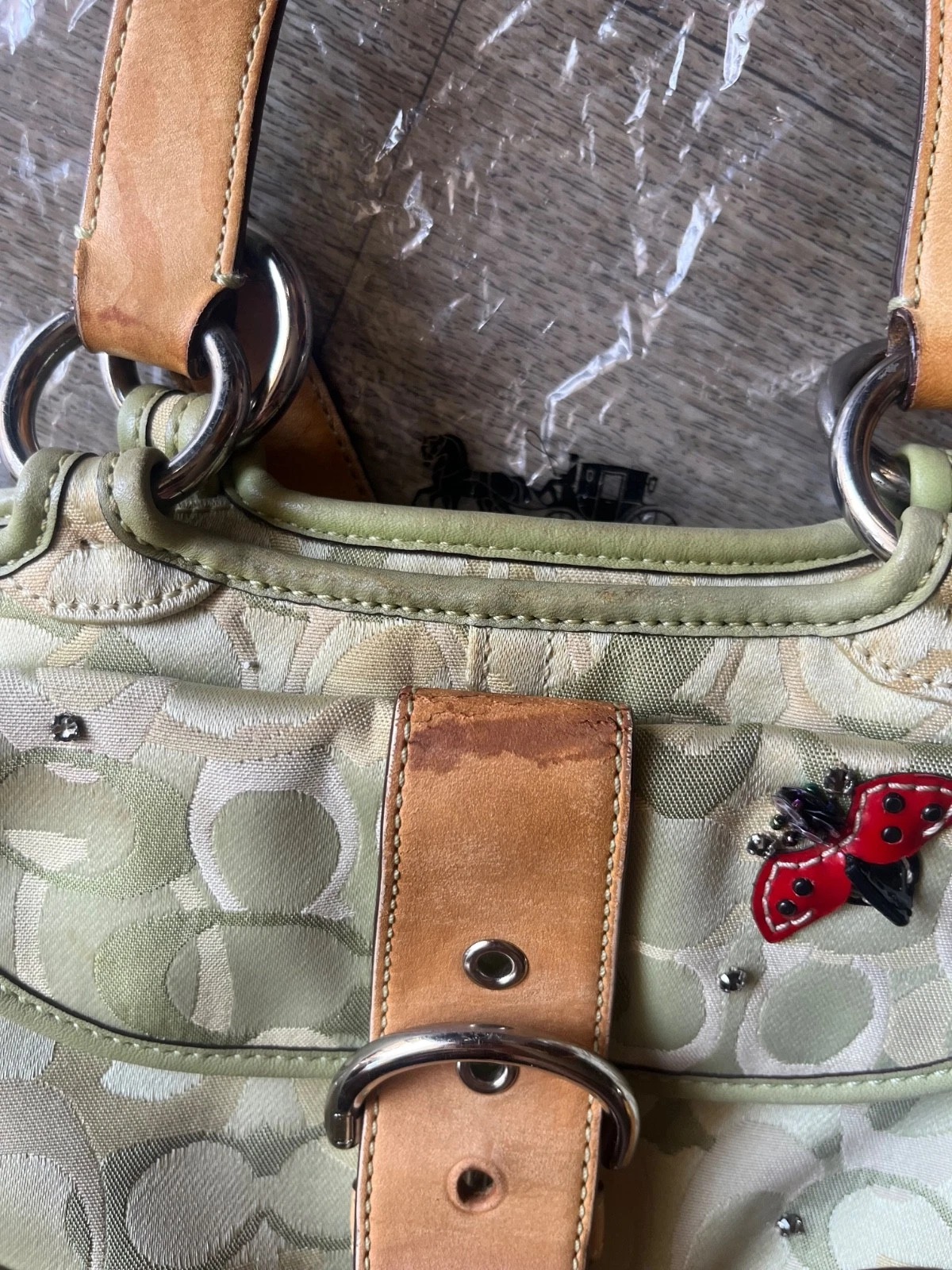 Ladybug 2004 Coach Purse Tote Bag Signature Canvas thumbnail 2