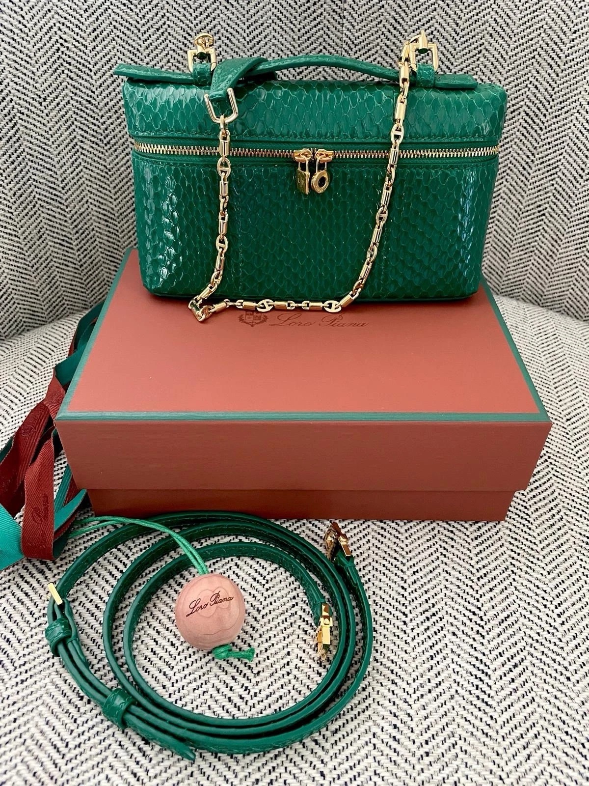 Loro Piana, Water Snake Extra Pocket Bag, L 19, Green thumbnail 2