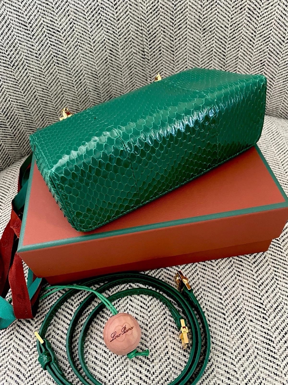 Loro Piana, Water Snake Extra Pocket Bag, L 19, Green thumbnail 3